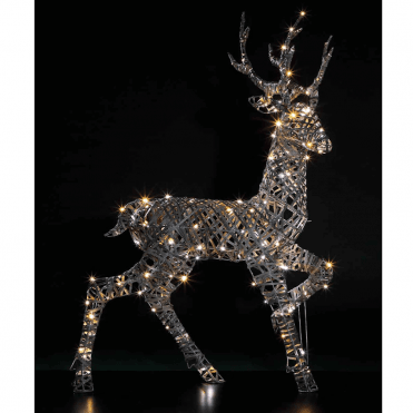 1.35m Richmond Rattan Stag With 180 LEDs - White