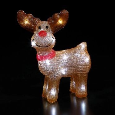 25cm Acrylic Reindeer With 18 white LEDs - Brown