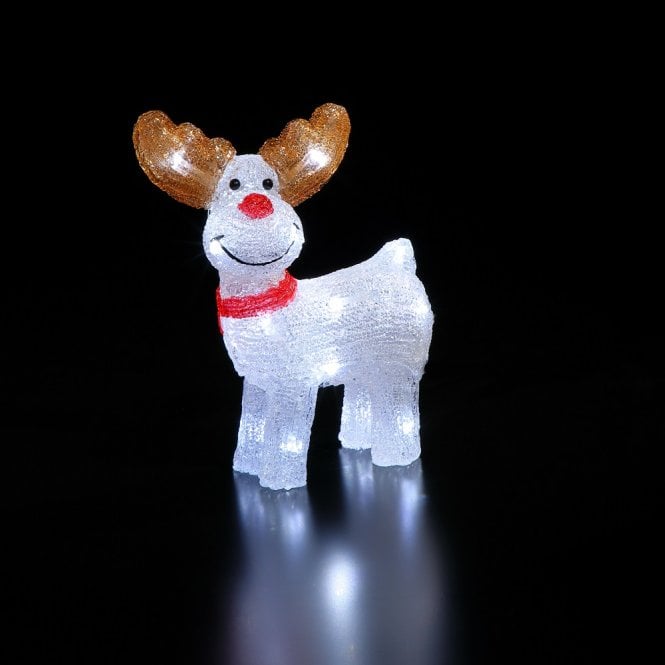 Noma 25cm Acrylic Reindeer With 18 White LEDs - White