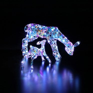 25cm Iridescent Dear and Fawn 70 White LEDs