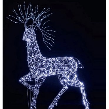 2M White Flexi Highland Stag With Branch Antlers