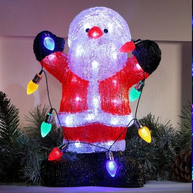 Noma 35cm Acrylic Santa With String Lights