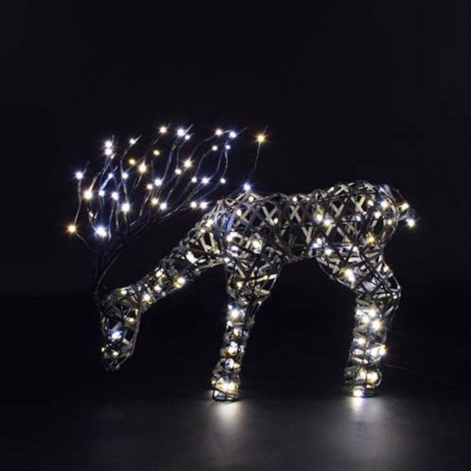Noma 40CM Grey Rattan Tatton Grazing Stag With Branch Antlers