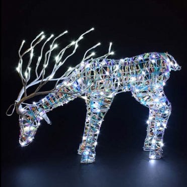40CM Iridescent Tatton Grazing Stag With Branch Antlers