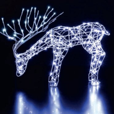 40CM White Flexi Tatton Grazing Stag with Branch Antlers