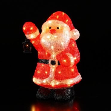 45cm Acrylic Santa With Flickering Lantern