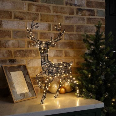 52cm Black Wire Stag 150 Warm White LEDs
