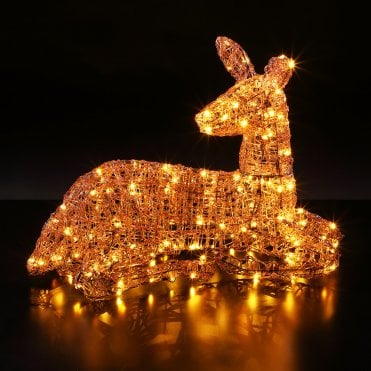 53cm Brown Acrylic Resting Mum Deer With 130 LEDs