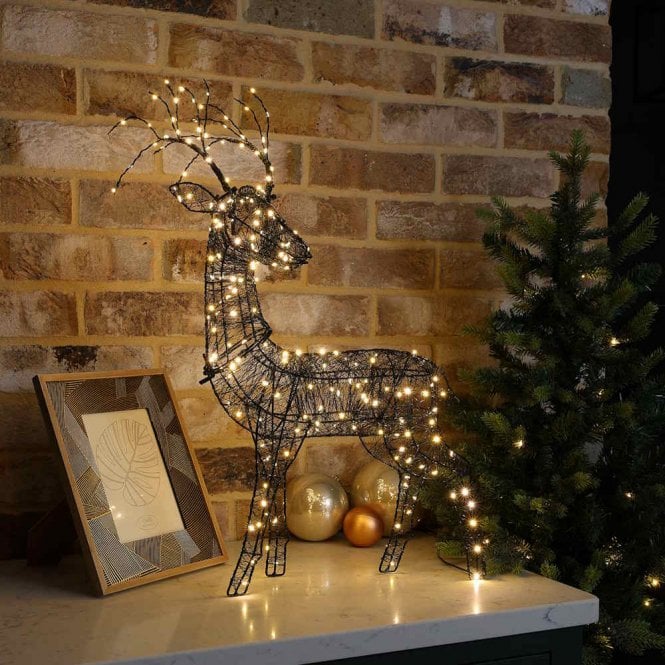 Noma 60cm Black Wire Stag With Branch Antlers 210 LEDs
