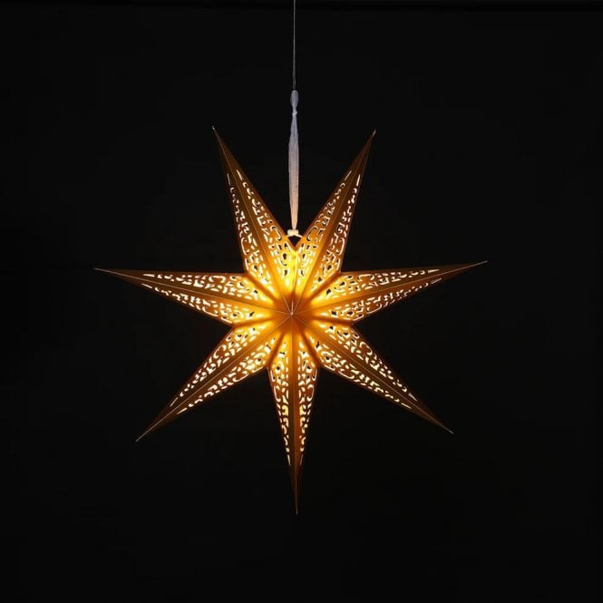 Noma 60cm Gold Paper Shining Star with 20 Warm White LEDs