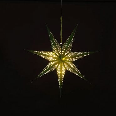 60cm Green Paper Shining Star With 20 Warm White LEDs