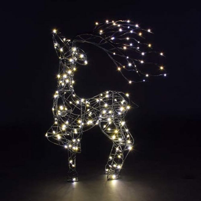 Noma 60CM Grey Flexi Tatton Standing Stag With Branch Antlers
