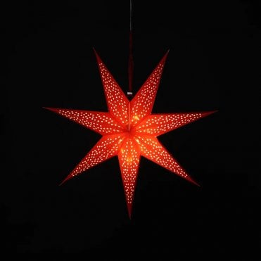 60cm Red Paper North Star With 20 Warm White LEDs