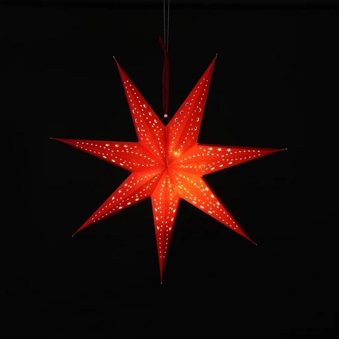 Noma 60cm Red Paper Stardust With 20 Warm white LEDs