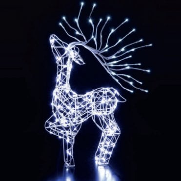60CM White Flexi Tatton Standing Stag with Branch Antlers