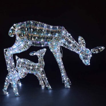 70CM Iridescent Woburn Deer & Fawn