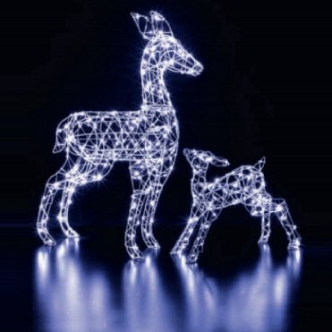 90CM White Flexi Richmond Deer and Fawn