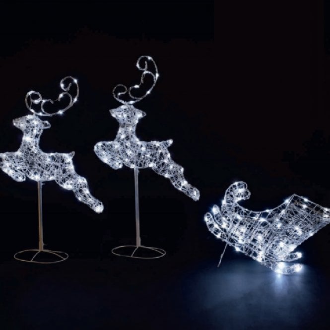 Noma 96cm Two Spun Acrylic Reindeer With Sleigh