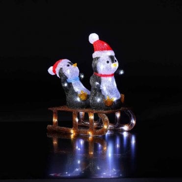 Acrylic Penguins On Sleigh