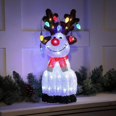 Acrylic Reindeer With String Lights - 54cm