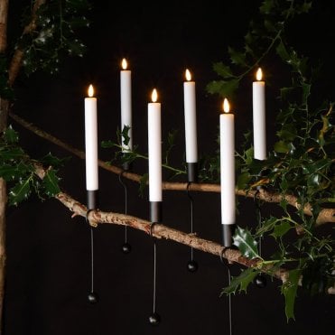 Set of 6 Magic Candles With Black Metal Holder