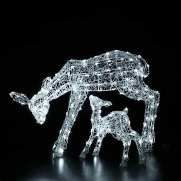 Woburn Deer & Fawn 70cm 230 Duo Bulb Flexi Wire LED - Spun Acrylic