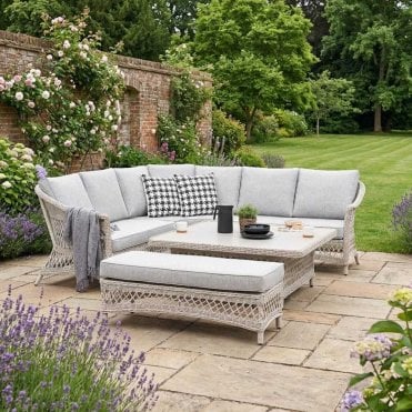 Cotswold Corner Set With Benches And Square Adjustable Table