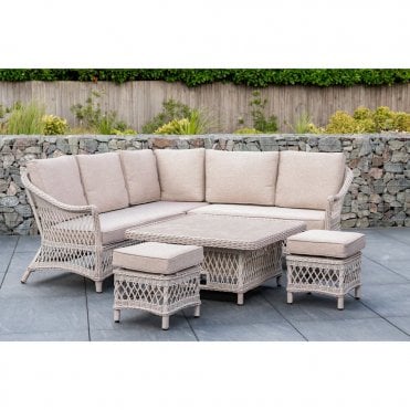 Cotswold Mini Corner Set With Stools And Square Adjustable Table