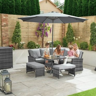 Cambridge Compact Corner Dining Set with Casual Parasol Hole Table