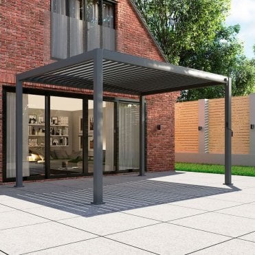 Titan 4m x 3m Rectangular Aluminium Pergola - Grey