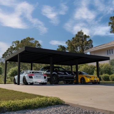 Oslo Black Double Carport 6X9