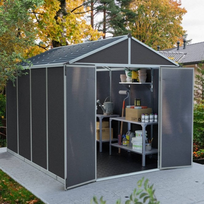 Palram-Canopia Rubicon 8X10 Polycarbonate Shed - Dark Grey