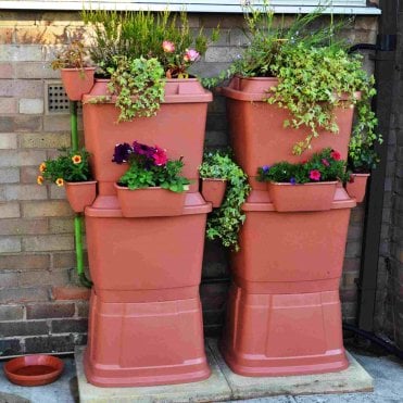 2 Tier Double Water Butt With Planters 268 Litres