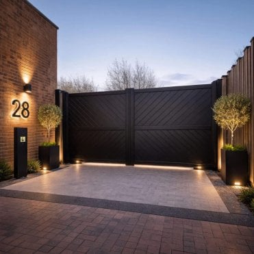 Aluminium Diagonal Solid Infill Double Driveway Gate