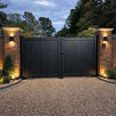 Aluminium Vertical Solid Infill Double Driveway Gate