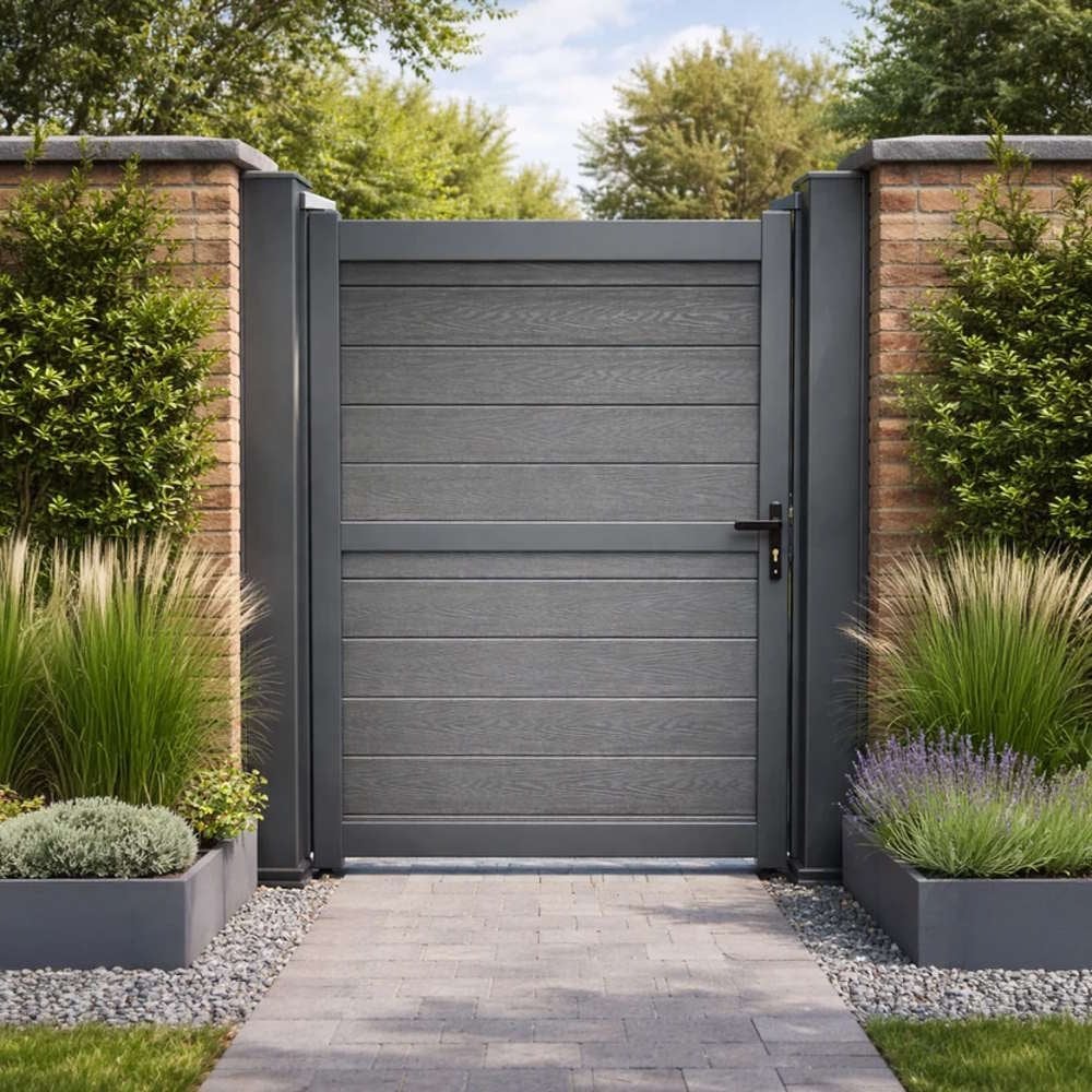 An image of Ready Made Gates Composite Horizontal Solid Infill Garden Gate Colour: