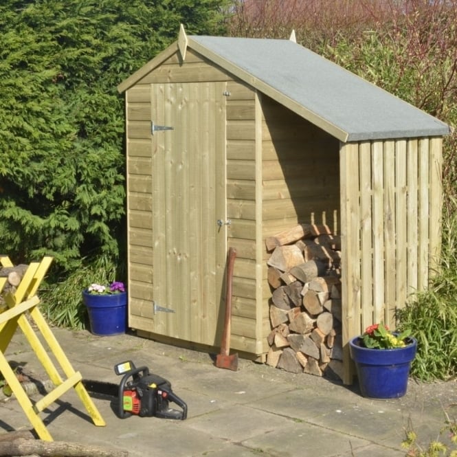 Rowlinson 4x3 Premier Shiplap Windowless Single Door Apex Shed With Lean-To