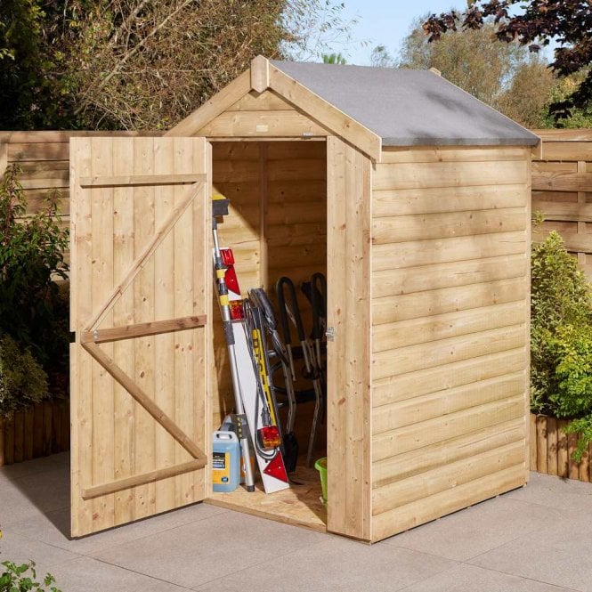 Rowlinson 4x4 Premier Shiplap Windowless Single Door Apex Shed