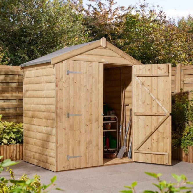 Rowlinson 6x4 Premier Shiplap Windowless Double Door Apex Shed