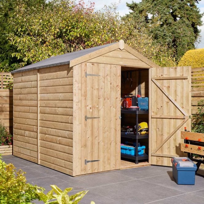 Rowlinson 6x8 Premier Shiplap Windowless Double Door Apex Shed
