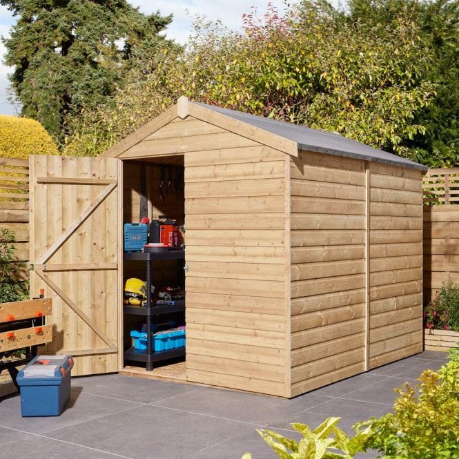 Rowlinson 6x8 Premier Shiplap Windowless Single Door Apex Shed
