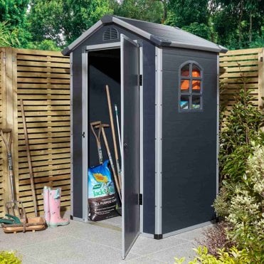 Airevale 4x3 Plastic Apex Shed Dark Grey