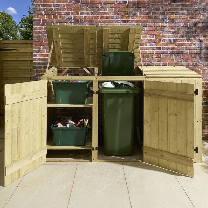 Rowlinson Traditional Overlap Double Bin Store With Box Store