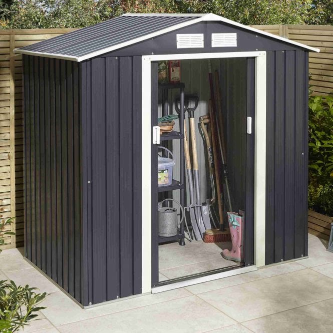 Rowlinson Trentvale Dark Grey Apex Shed 6X4