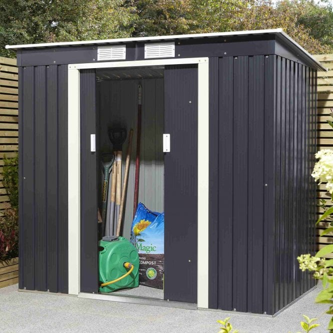 Rowlinson Trentvale Dark Grey Pent Shed 6X4