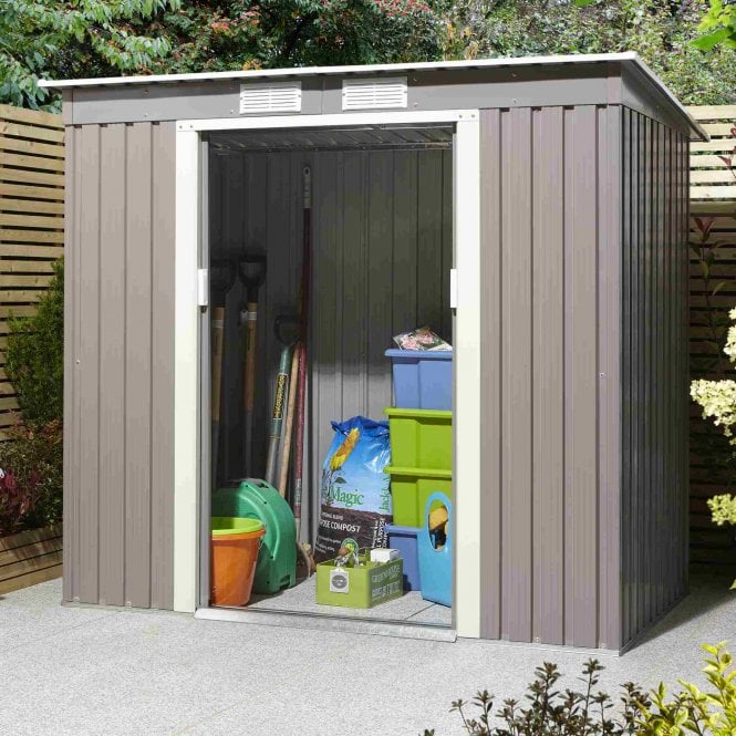 Rowlinson Trentvale Light Grey Pent Shed 6X4