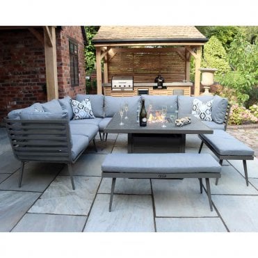 Mayfair Corner Lounge Set with Fire Pit Table