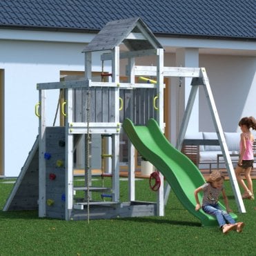 Grey and White Wooden Climbing Frame