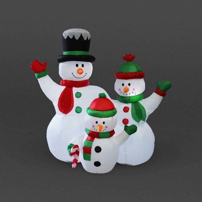 SnowTime 1.5m Inflatable Snowman Family With LEDs