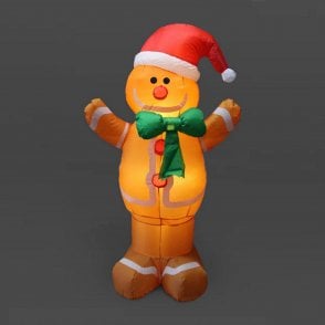 SnowTime 2.4m Inflatable Gingerbread Man With LEDs